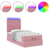 vidaXL - Ottoman - bed - met - matrassen - en - LED'sx190cm - fluweel - roze