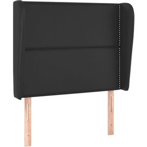 vidaXL Hoofdbord met randen 83x23x118/128 cm kunstleer zwart