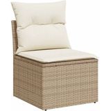 vidaXL 6-delige Loungeset met kussens poly rattan beige