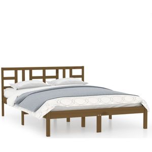 vidaXL Bedframe massief hout honingbruin 120x190 cm