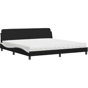 vidaXL Bed met matras kunstleer zwart en wit 200x200 cm