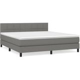 vidaXL Boxspring met matras stof donkergrijs 180x200 cm