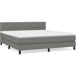 vidaXL Boxspring met matras stof donkergrijs 180x200 cm