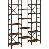 vidaXL Boekenkast 127,5x28,5x172,5 cm bewerkt hout gerookt eikenkleur