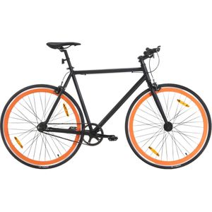 vidaXL Fiets met vaste versnelling 700 c 59 cm zwart en oranje