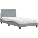 vidaXL - Bed - met - matras - stof - lichtgrijsx200 - cm