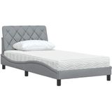 vidaXL - Bed - met - matras - stof - lichtgrijsx200 - cm
