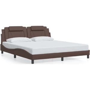 vidaXL Bedframe met hoofdbord kunstleer bruin 180x200 cm