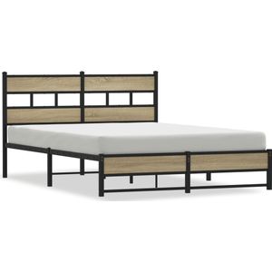 vidaXL Bedframe zonder matras metaal sonoma eikenkleurig 135x190 cm