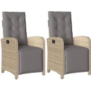 vidaXL Tuinstoelen 2 st verstelbaar voetensteun poly rattan beige mix