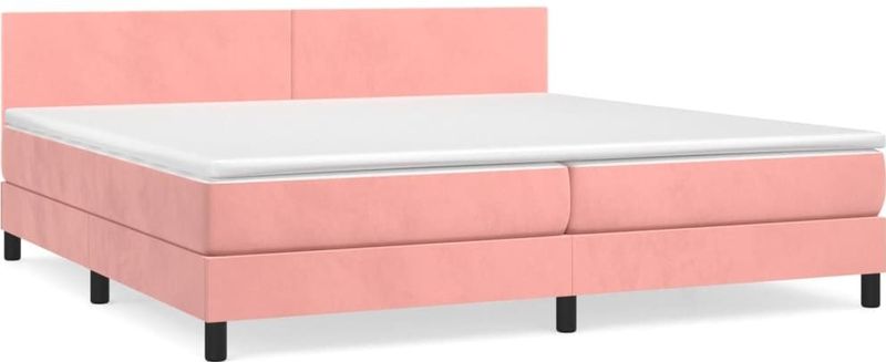 VidaXL Boxspring met Matras Fluweel Roze 200x200 cm