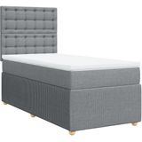 vidaXL Boxspring met matras stof lichtgrijs 80x200 cm