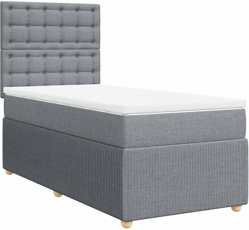 vidaXL Boxspring met matras stof lichtgrijs 80x200 cm