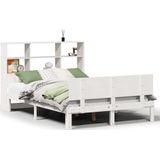vidaXL Bed met boekenkast zonder matras grenenhout wit 150x200 cm