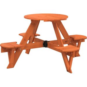 vidaXL Picknicktafel Rond Vurenhout - Voor 4 Kinderen - Met Parasolgat
