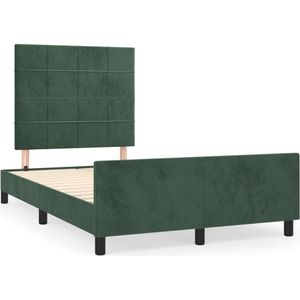 vidaXL Bedframe met hoofdbord fluweel donkergroen 120x190 cm