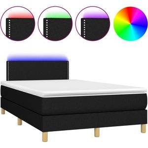 vidaXL Boxspring met matras en LED stof zwart 120x190 cm