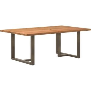 vidaXL Eettafel met natuurlijke rand massief eikenhout rechthoekig