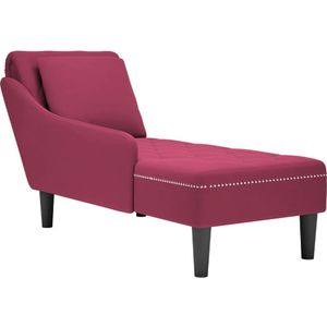 vidaXL Chaise longue met kussen en rechterarmleuning fluweel wijnrood