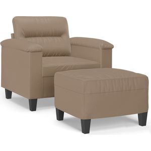 vidaXL Fauteuil met voetenbank 60 cm kunstleer cappuccinokleurig