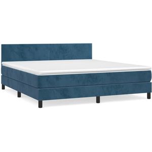 vidaXL-Boxspring-met-matras-fluweel-donkerblauw-160x200-cm