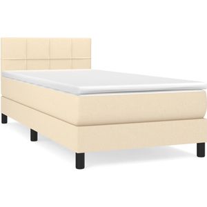 vidaXL Boxspring met matras stof crèmekleurig 100x200 cm