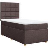 vidaXL Boxspring met matras stof donkerbruin 90x190 cm