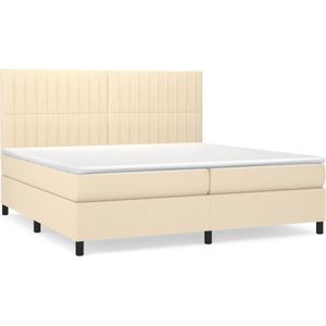 vidaXL Boxspring met matras stof crèmekleurig 200x200 cm