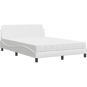 vidaXL Bed met matras kunstleer wit 140x190 cm