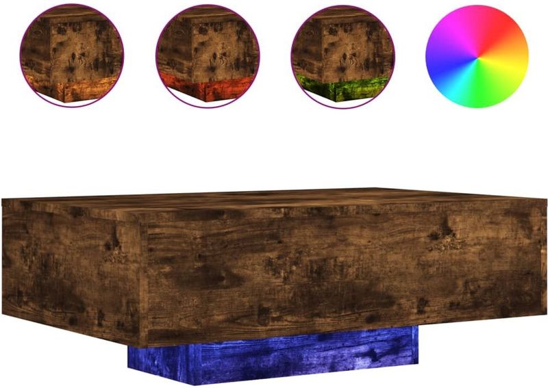 vidaXL Salontafel met LED-verlichting 85x55x31 cm gerookt eikenkleurig