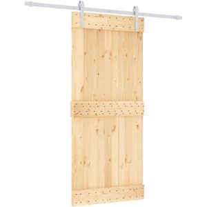vidaXL Schuifdeur met beslag 90x210 cm massief grenenhout