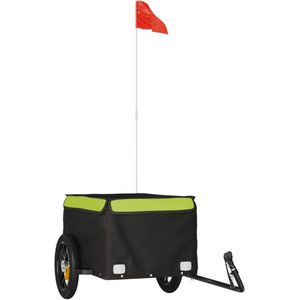 vidaXL Fietstrailer 30 kg ijzer zwart en groen