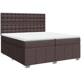 vidaXL Boxspring met matras stof donkerbruin 200x200 cm