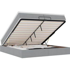 vidaXL Ottoman bed met matrassen 200x200cm stof lichtgrijs