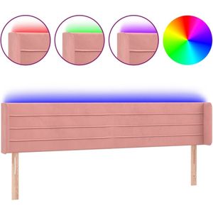 vidaXL Hoofdbord LED 163x16x78/88 cm fluweel roze