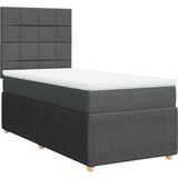 vidaXL Boxspring met matras stof donkergrijs 90x190 cm