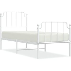 vidaXL Bedframe met hoofd- en voeteneinde metaal wit 80x200 cm