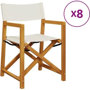 vidaXL Tuinstoelen 8 st inklapbaar stof crèmewit