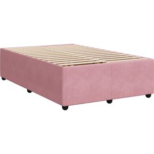 vidaXL Bedframe fluweel roze 120x190 cm