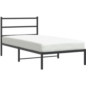 vidaXL Bedframe met hoofdbord metaal zwart 100x190 cm