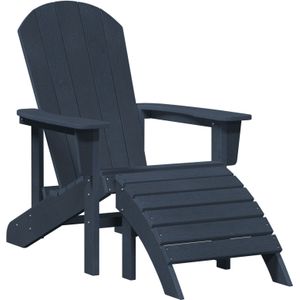 vidaXL Adirondack ligbed met voetsteun in marineblauw HDPE