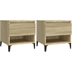 VidaXL Bijzettafels - Set van 2 - 50x46x50 cm - Bewerkt Hout - Sonoma Eikenkleurig