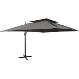 vidaXL Zweefparasol met dubbel dak 400x300 cm antracietkleurig