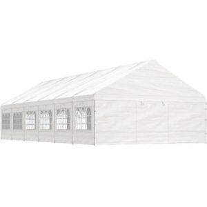 vidaXL Prieel met dak 13,38x5,88x3,75 m polyetheen wit