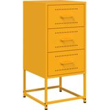 vidaXL Nachtkastjes 2 st 36x39x78 cm staal mosterdgeel