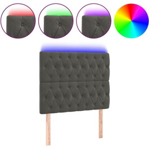 vidaXL - Hoofdbord - LEDx7x118/ - cm - fluweel - donkergrijs