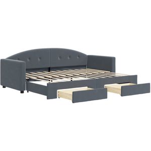 vidaXL Slaapbank onderschuifbed en lades 80x200 cm fluweel donkergrijs