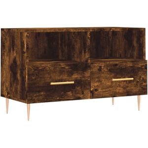 VidaXL Tv-meubel 80x36x50 cm - Bewerkt Hout - Gerookt Eikenkleurig