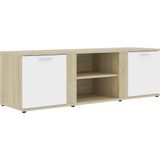 vidaXL Tv-meubel 120x34x37 cm bewerkt hout wit en sonoma eikenkleurig