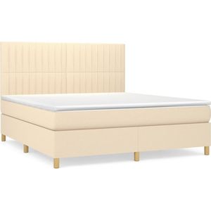 vidaXL Boxspring met matras stof crèmekleurig 180x200 cm